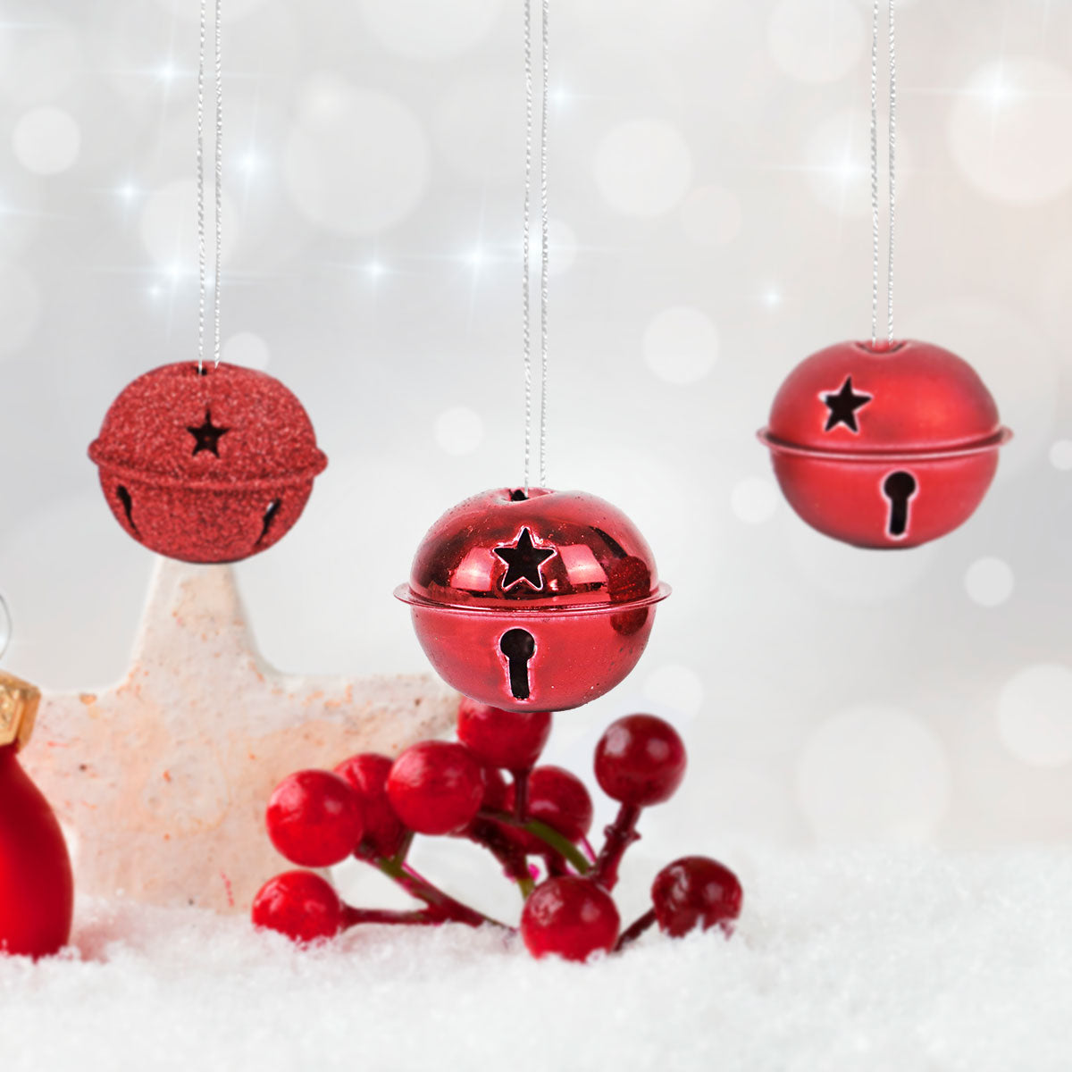 Set de 4 Cascabeles Navideños color Rojo