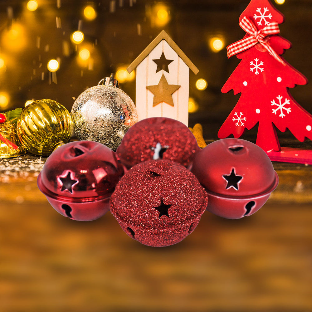 Set de 4 Cascabeles Navideños color Rojo