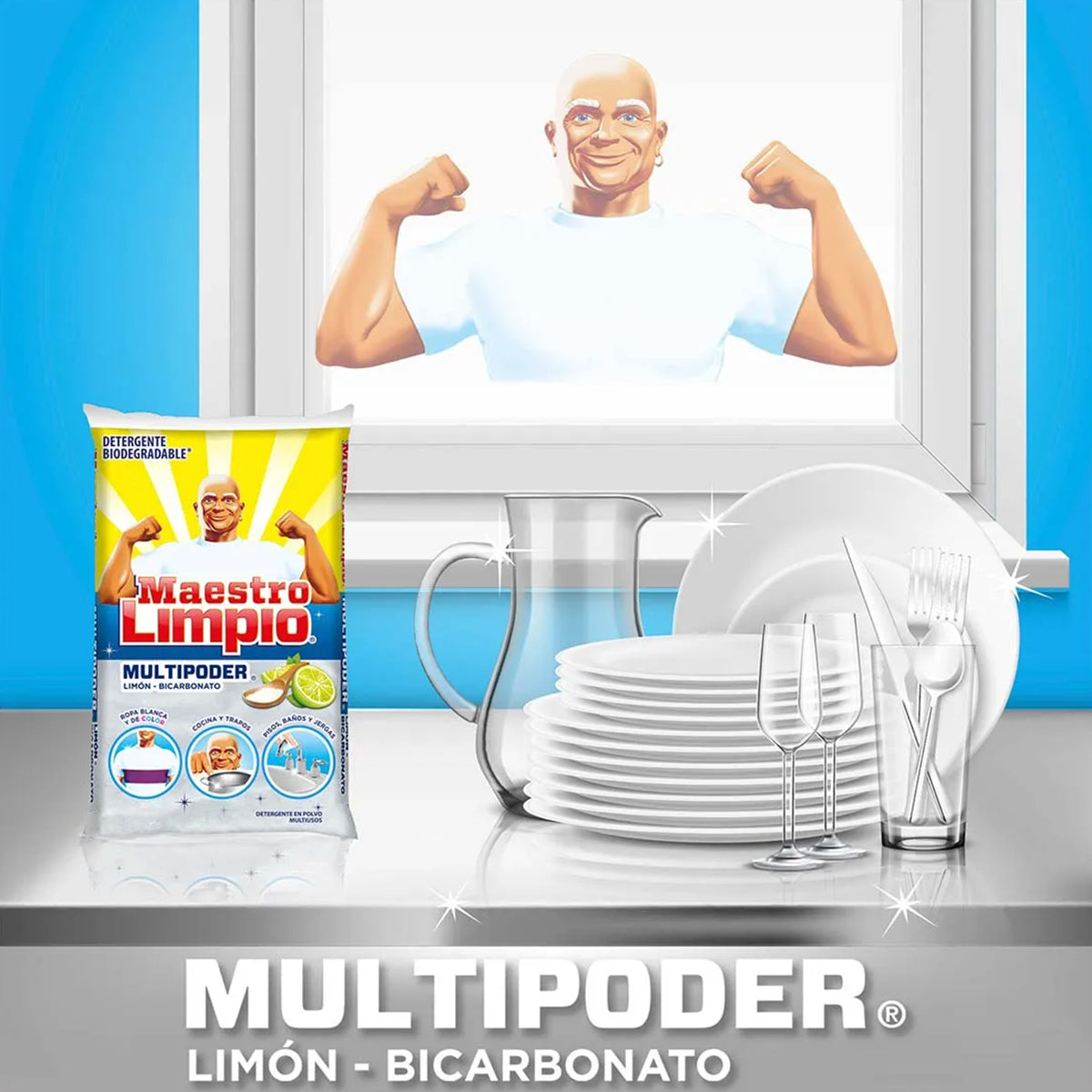 Detergente en Polvo Multiusos Maestro Limpio 1Kg
