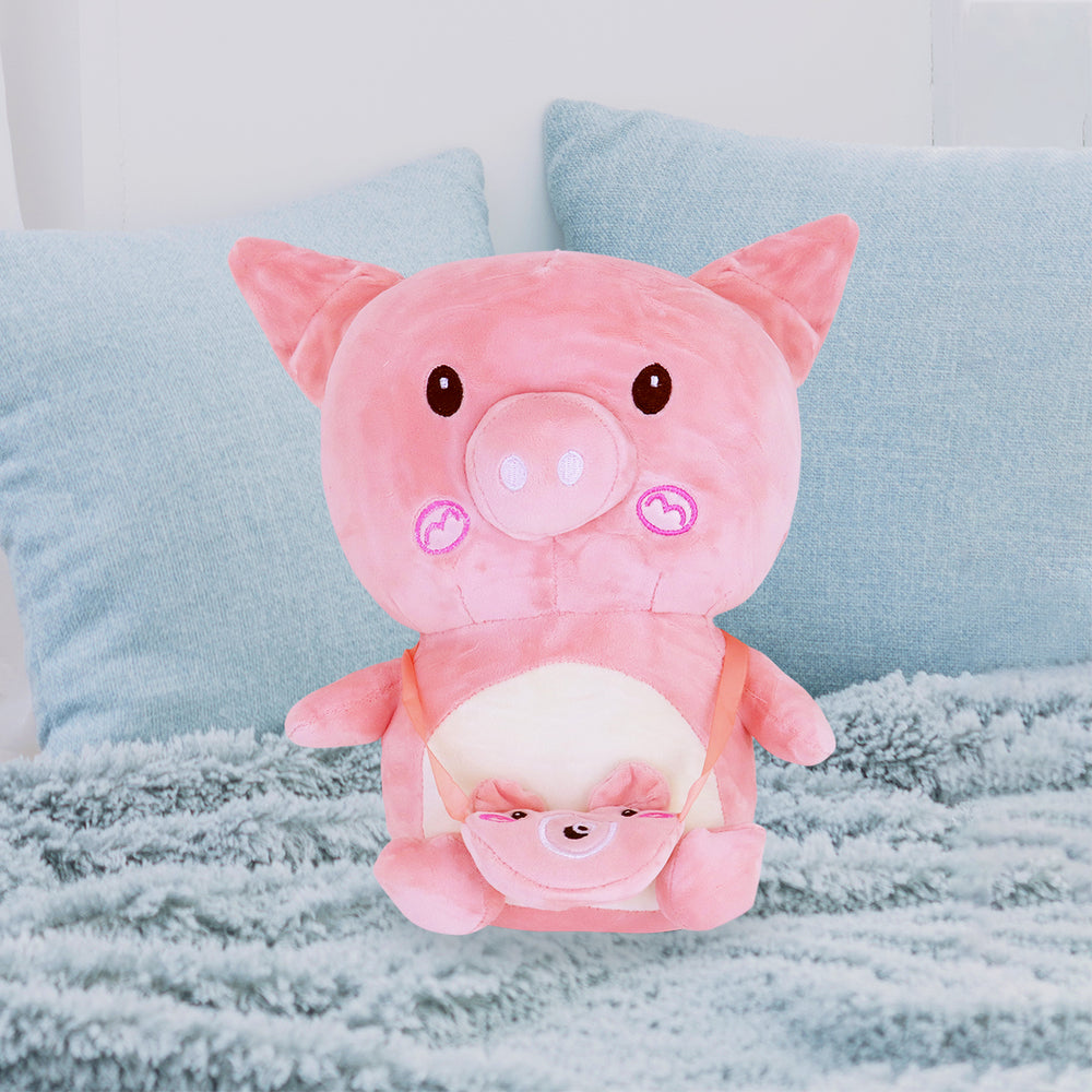 Puerquito de Peluche con Bolsa color Rosa