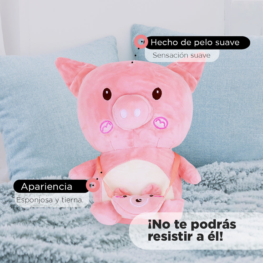 Puerquito de Peluche con Bolsa color Rosa