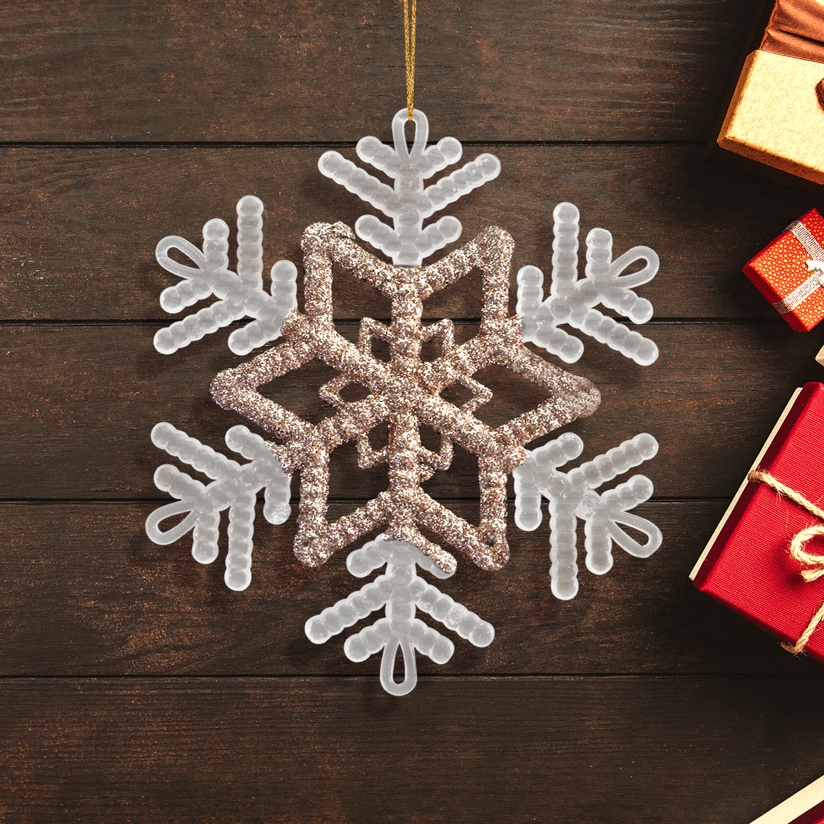 Copo de Nieve para Decoración con Diamantina color Cobre