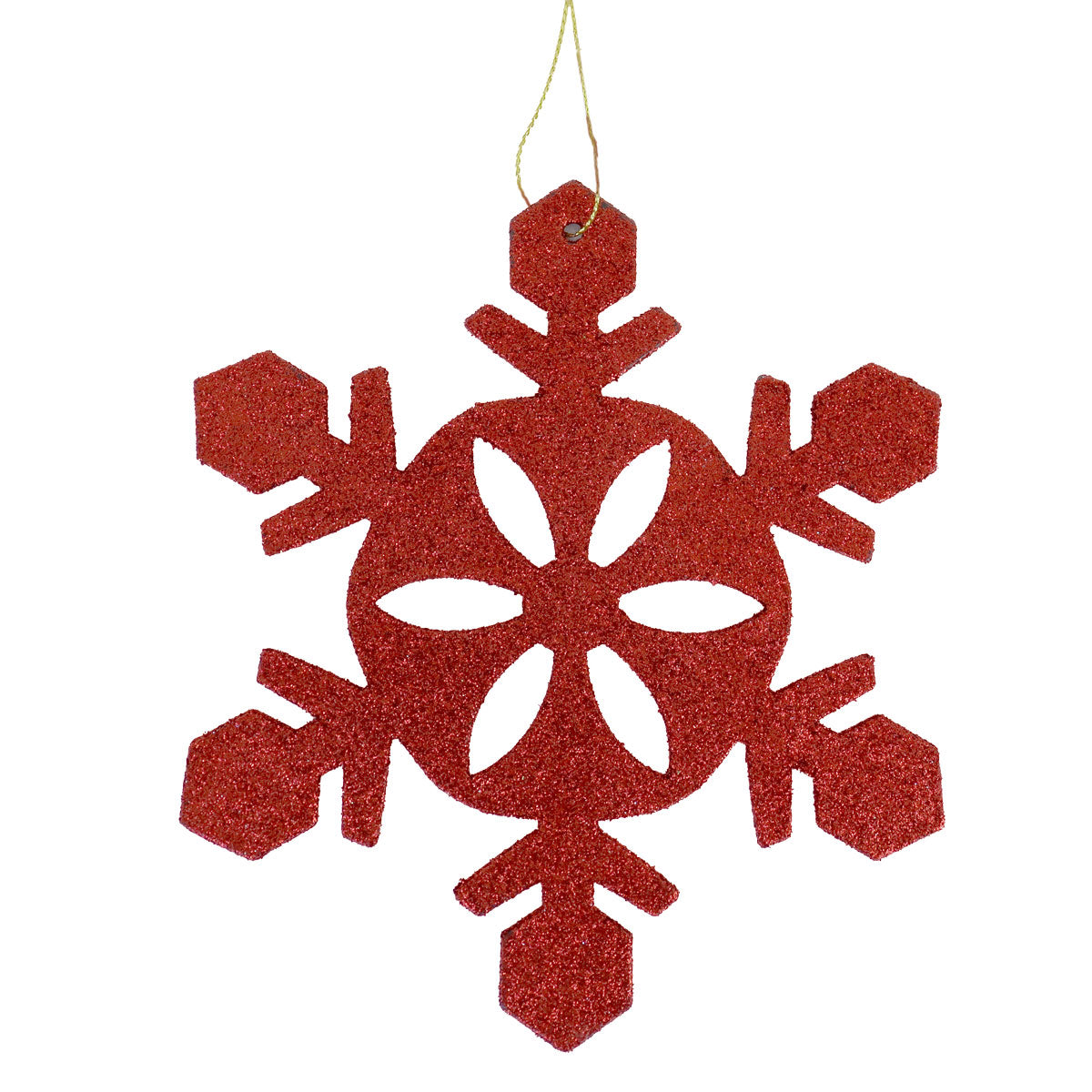 Decoración Colgante con Diseño de Copo de Nieve color Rojo.