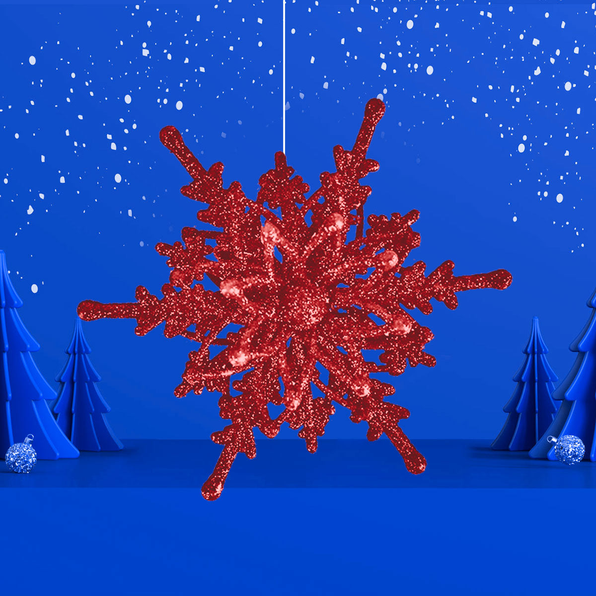 Decoración Colgante de Copo de Nieve color Rojo