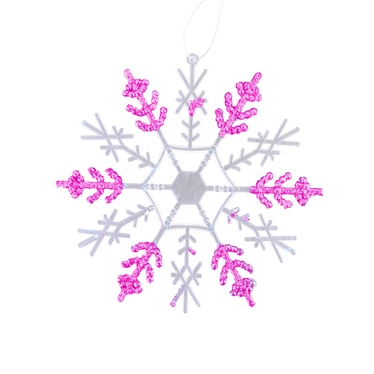 Decoración Colgante de Copo de Nieve color Rosa, 12cm