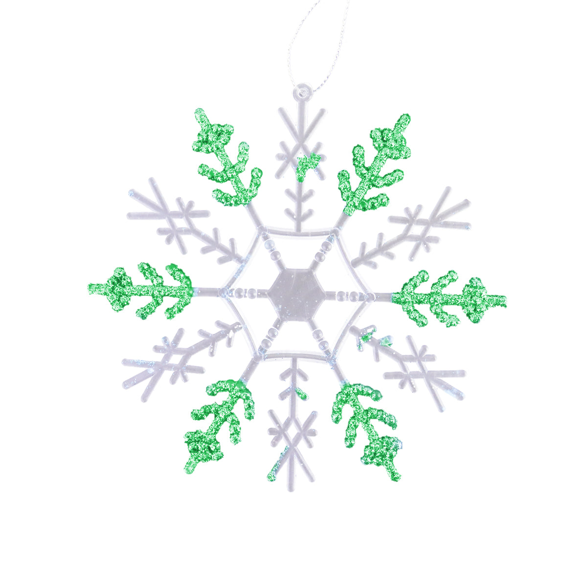 Decoración Colgante de Copo de Nieve color Verde, 12cm