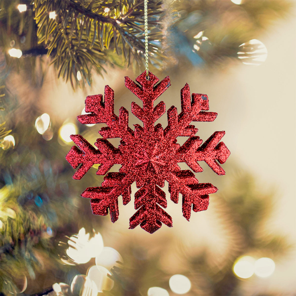 Copo de Nieve Decorativo con Diamantina Color Rojo