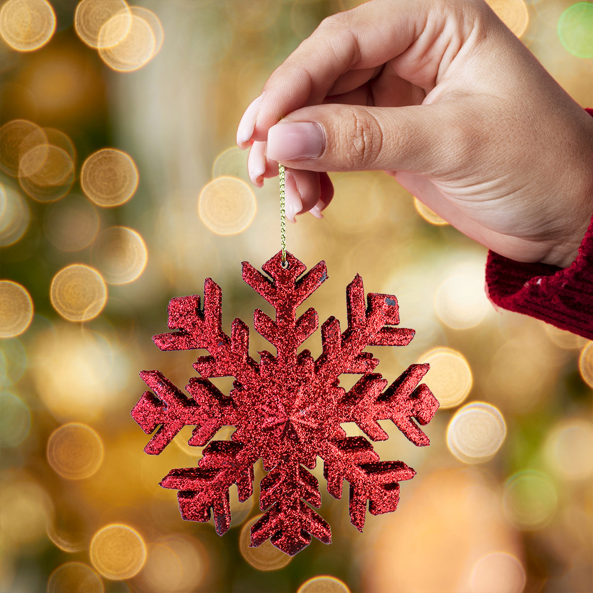 Copo de Nieve Decorativo con Diamantina Color Rojo