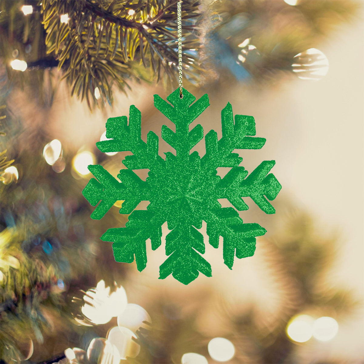 Copo de Nieve Decorativo con Diamantina Color Verde