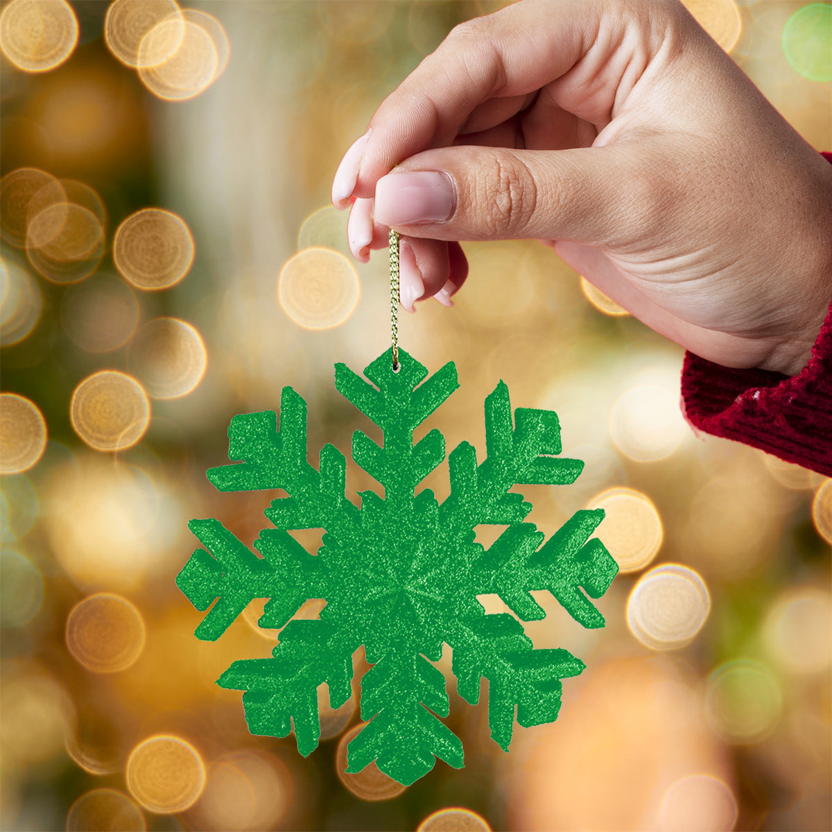 Copo de Nieve Decorativo con Diamantina Color Verde