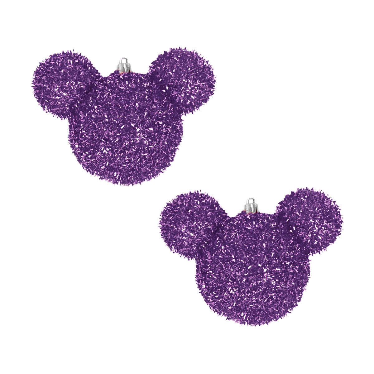 Esfera Navideña de Tinsel color Morado en Forma de Mickey Mouse