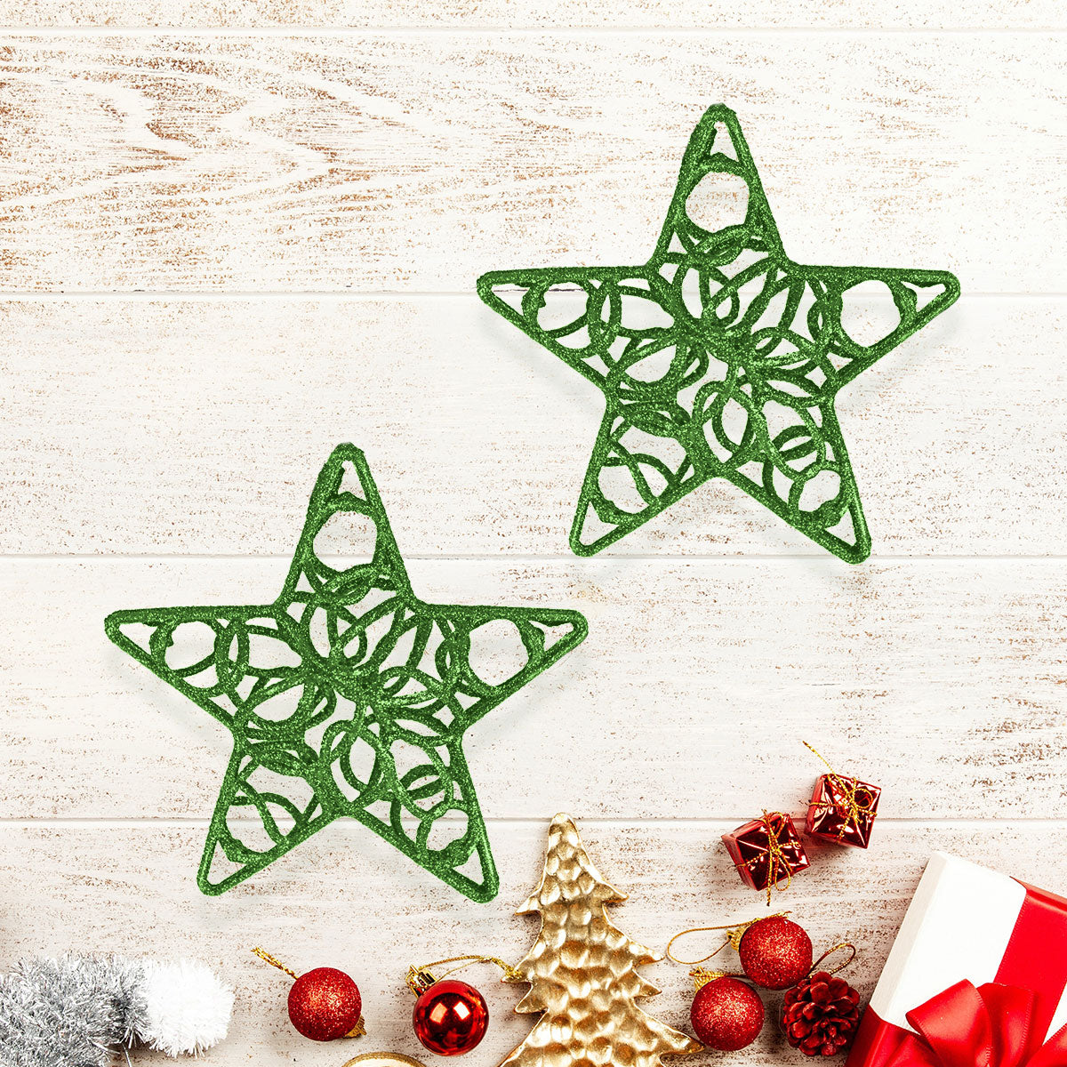 Estrellas con Diamantina color Verde