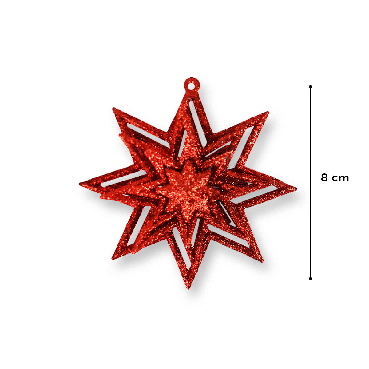Estrellas Decorativas con Diamantina color Rojo, 2 piezas.