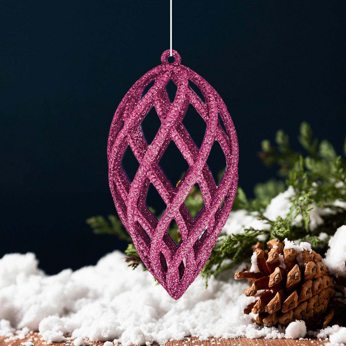 Esferas con Diamantina color Rosa, 8cm