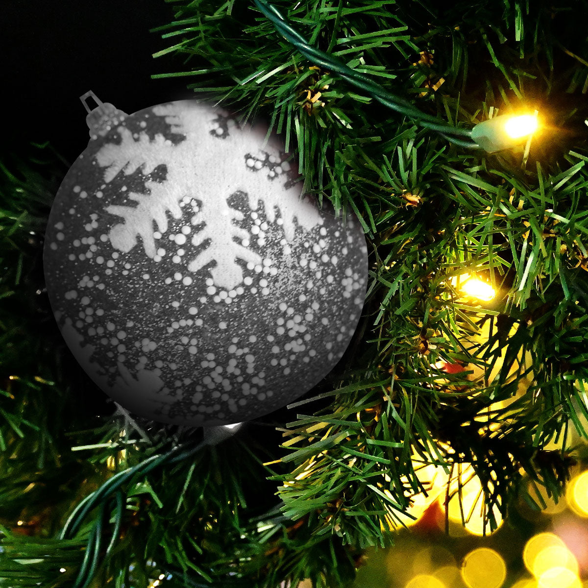 Esfera color Plata con Decoración de Copo de Nieve