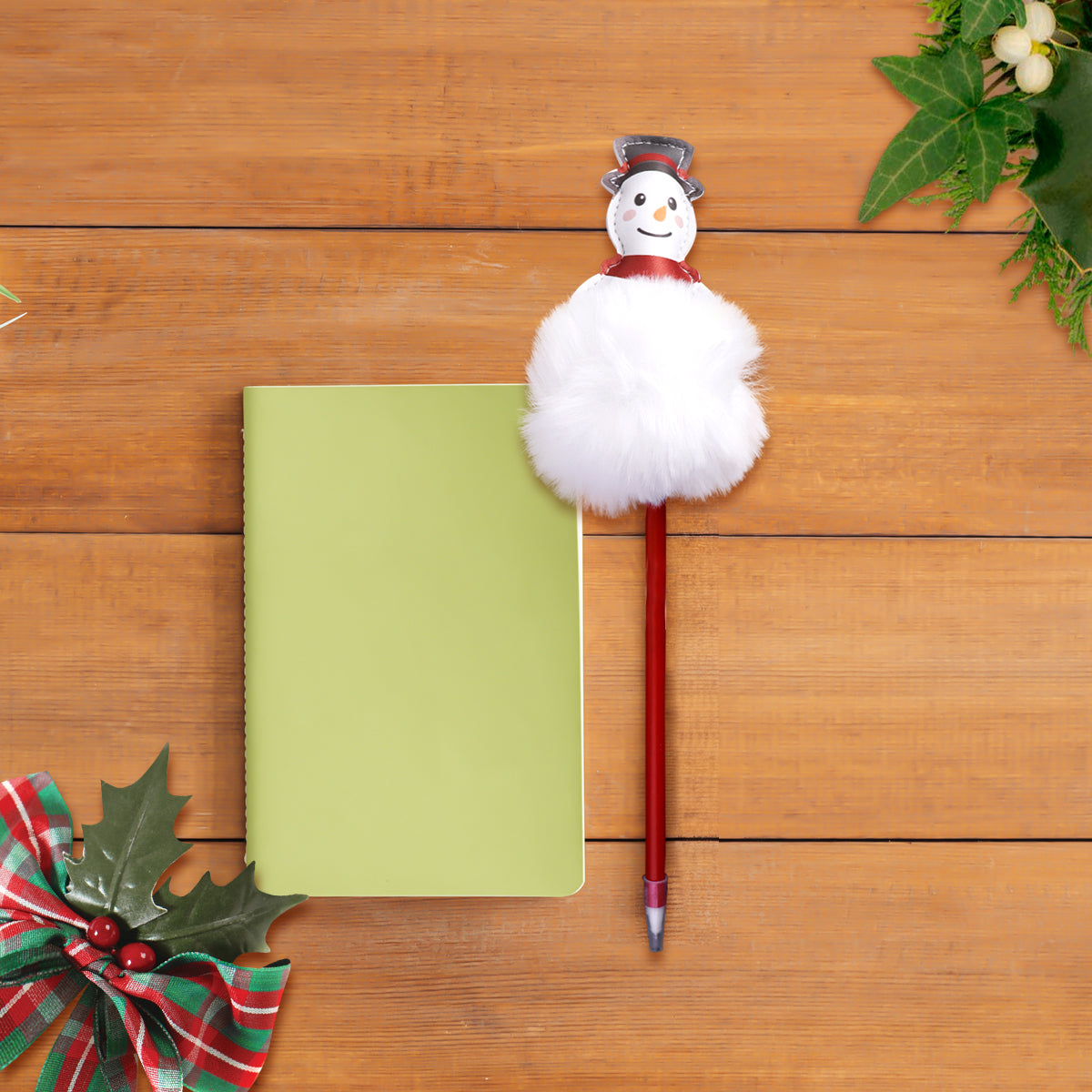 Bolígrafo de Peluche con Diseño de Muñeco de Nieve