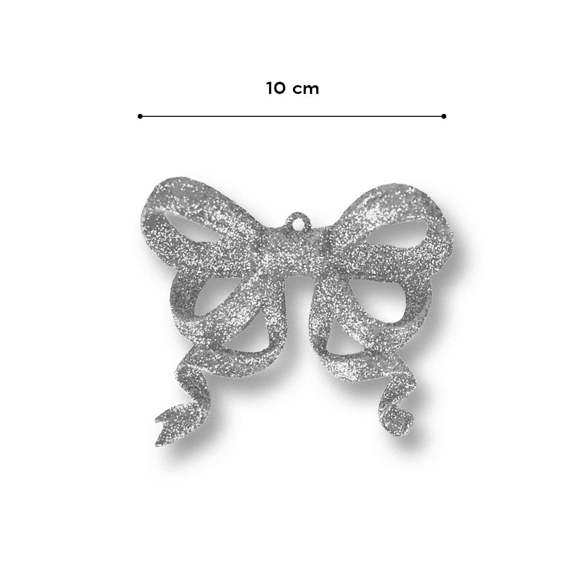 Decoración Colgante de Moño color Plata, 2 pzas
