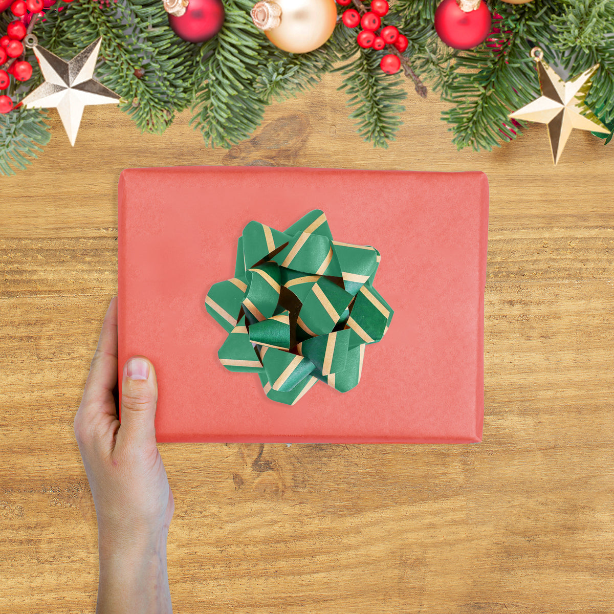 Moños color Verde en Forma de Estrella para Regalos