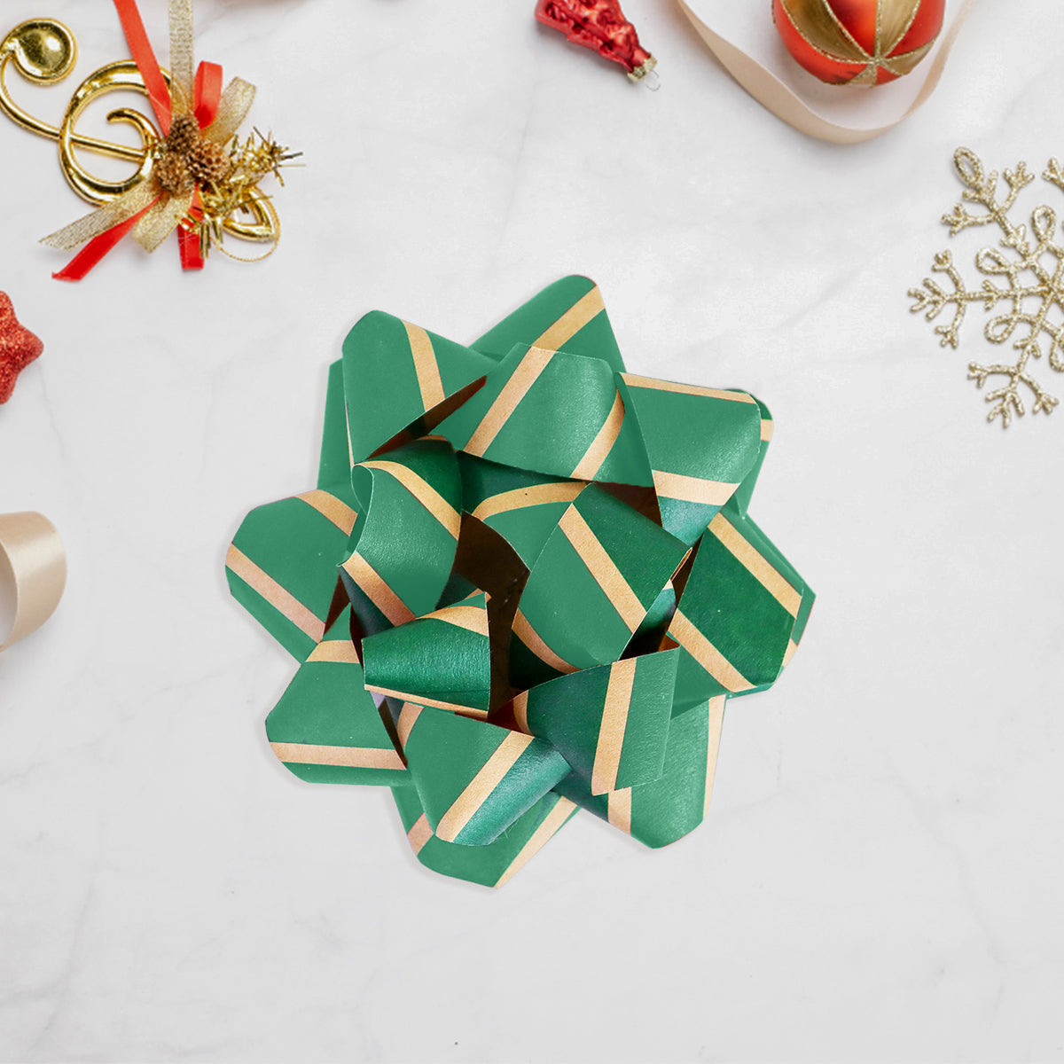 Moños color Verde en Forma de Estrella para Regalos