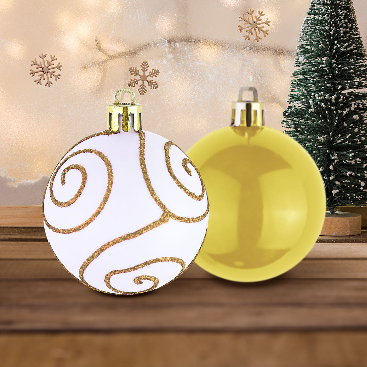 Esferas color Amarillo, 2 piezas