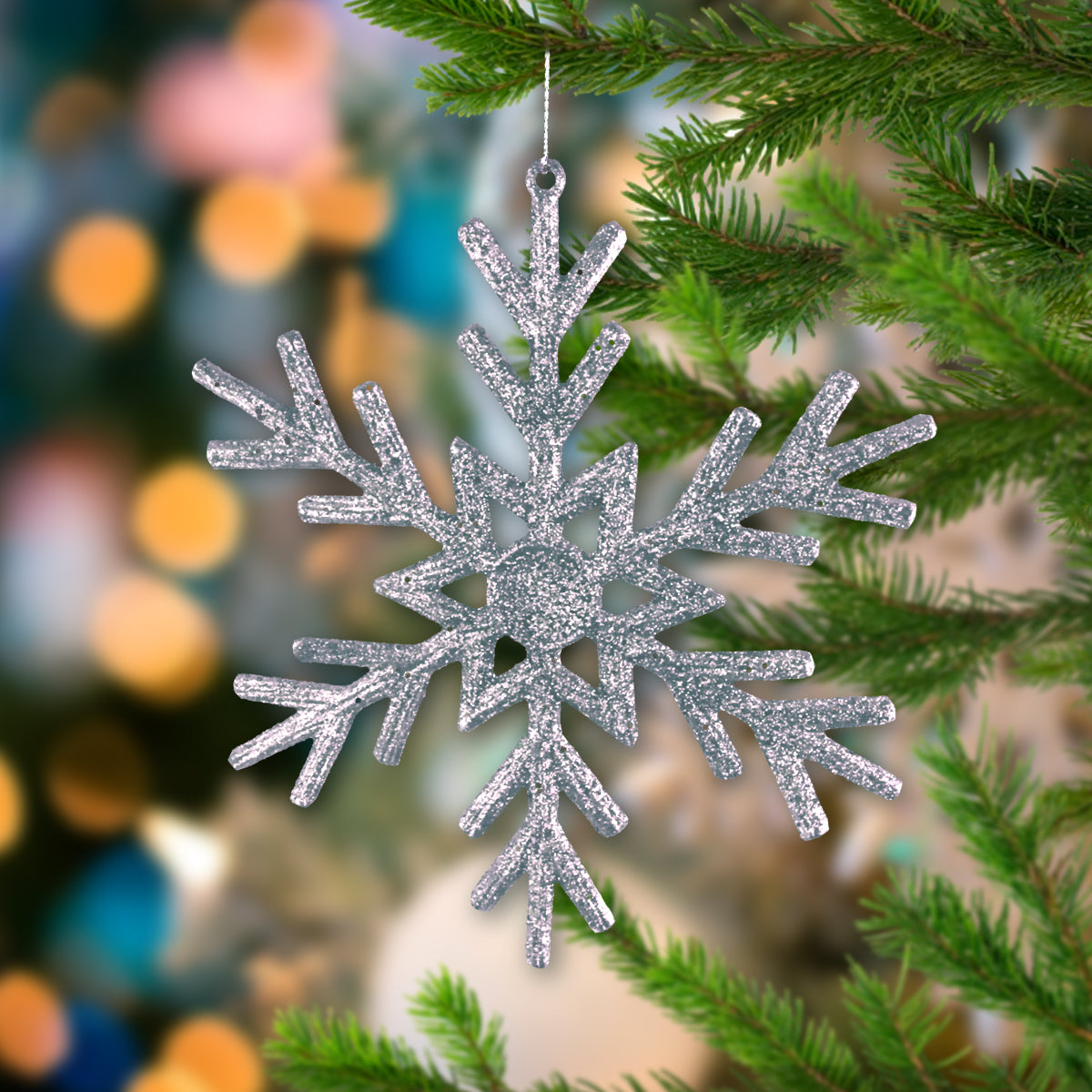 Decoración Colgante con Diseño de Copo de Nieve color Plata