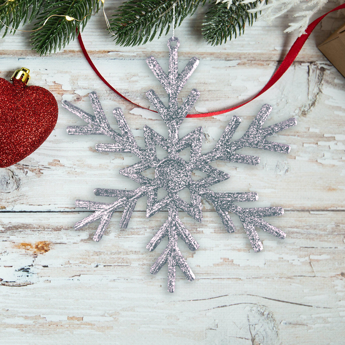 Decoración Colgante con Diseño de Copo de Nieve color Plata