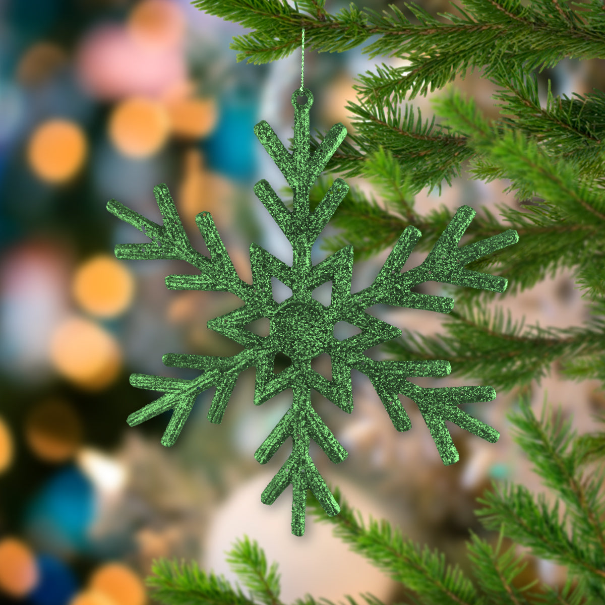 Decoración Colgante con Diseño de Copo de Nieve color Verde