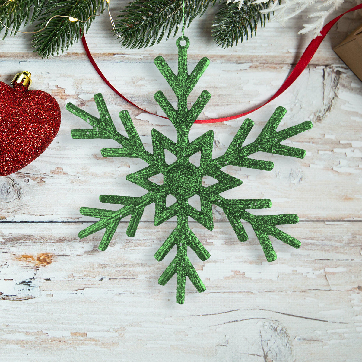 Decoración Colgante con Diseño de Copo de Nieve color Verde