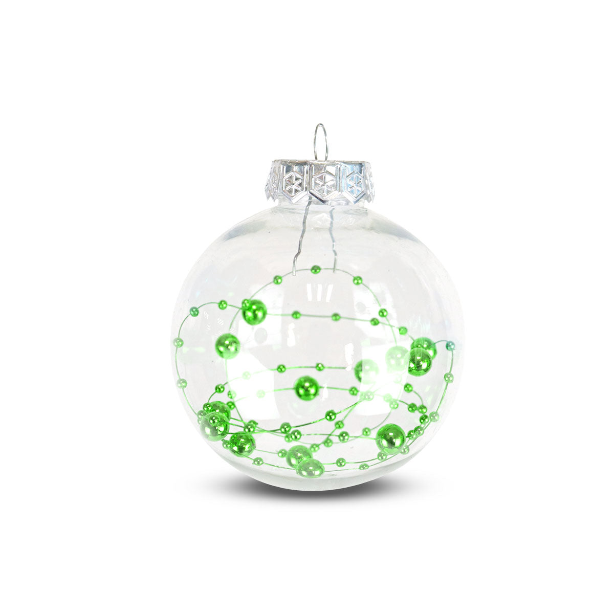 Esfera Navideña Transparente con Decoración color Verde