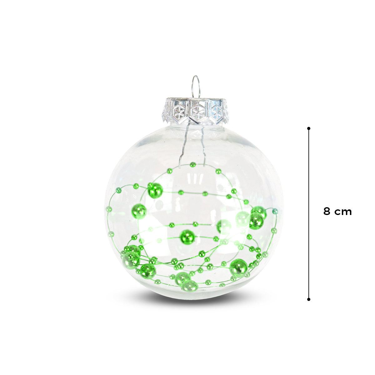 Esfera Navideña Transparente con Decoración color Verde