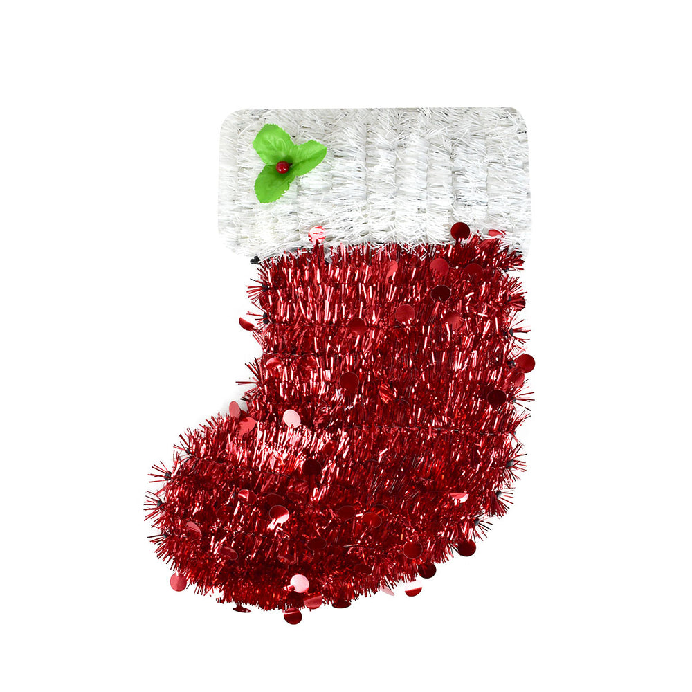 Bota Navideña Decorativa de Tinsel