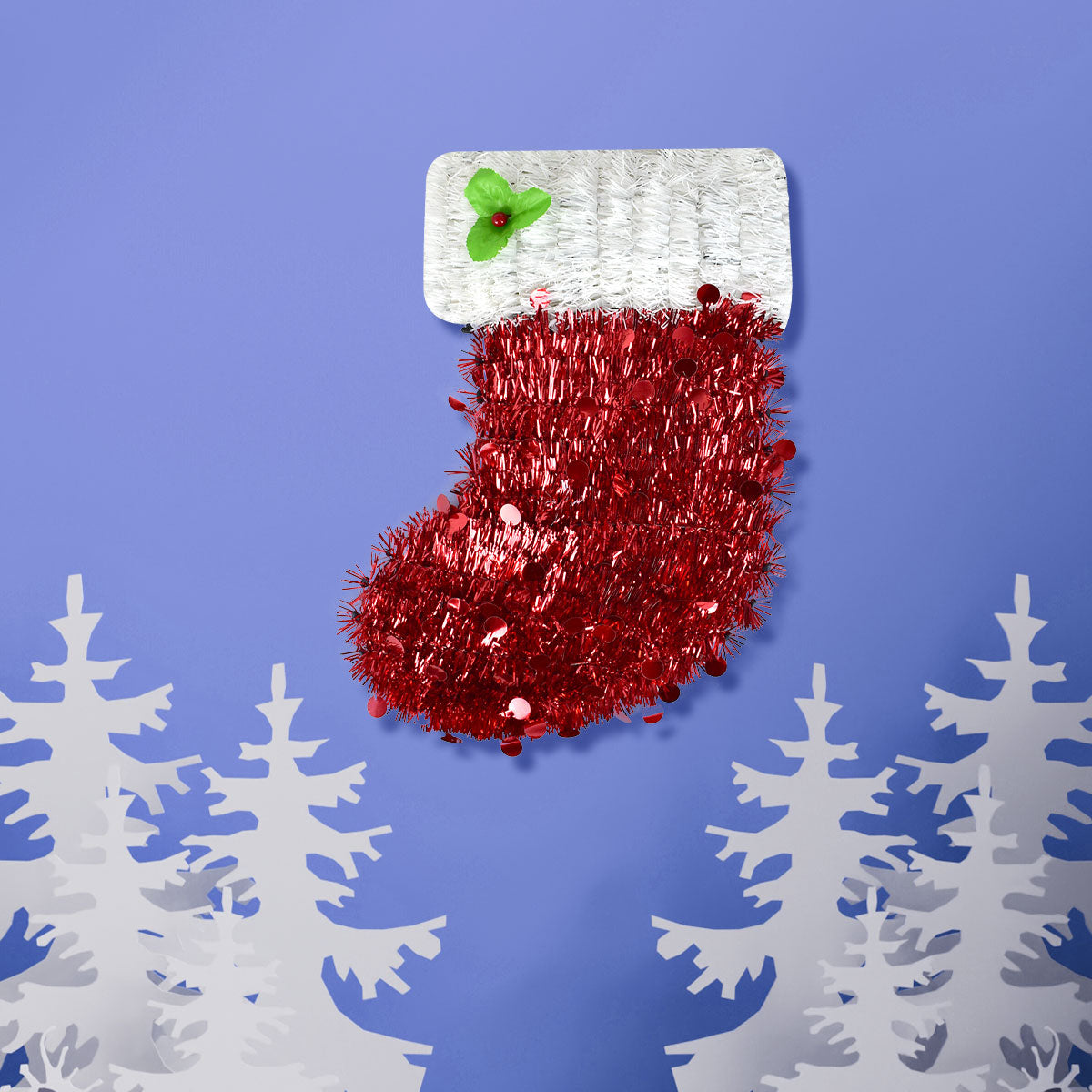 Bota Navideña Decorativa de Tinsel