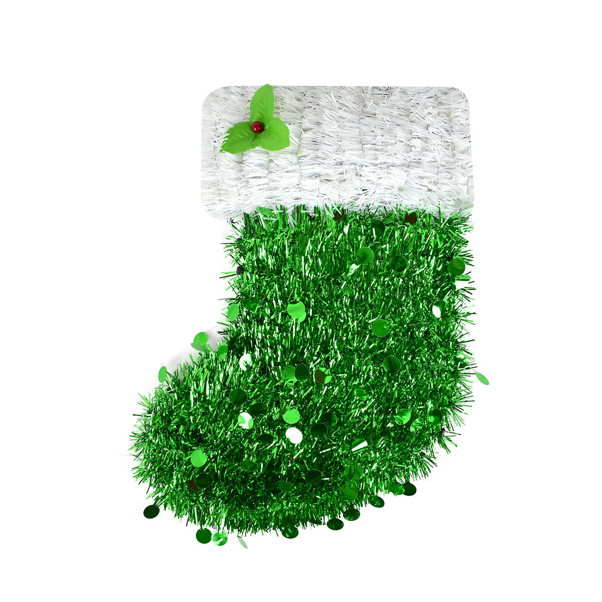 Bota Navideña de Tinsel color Verde para Decoración