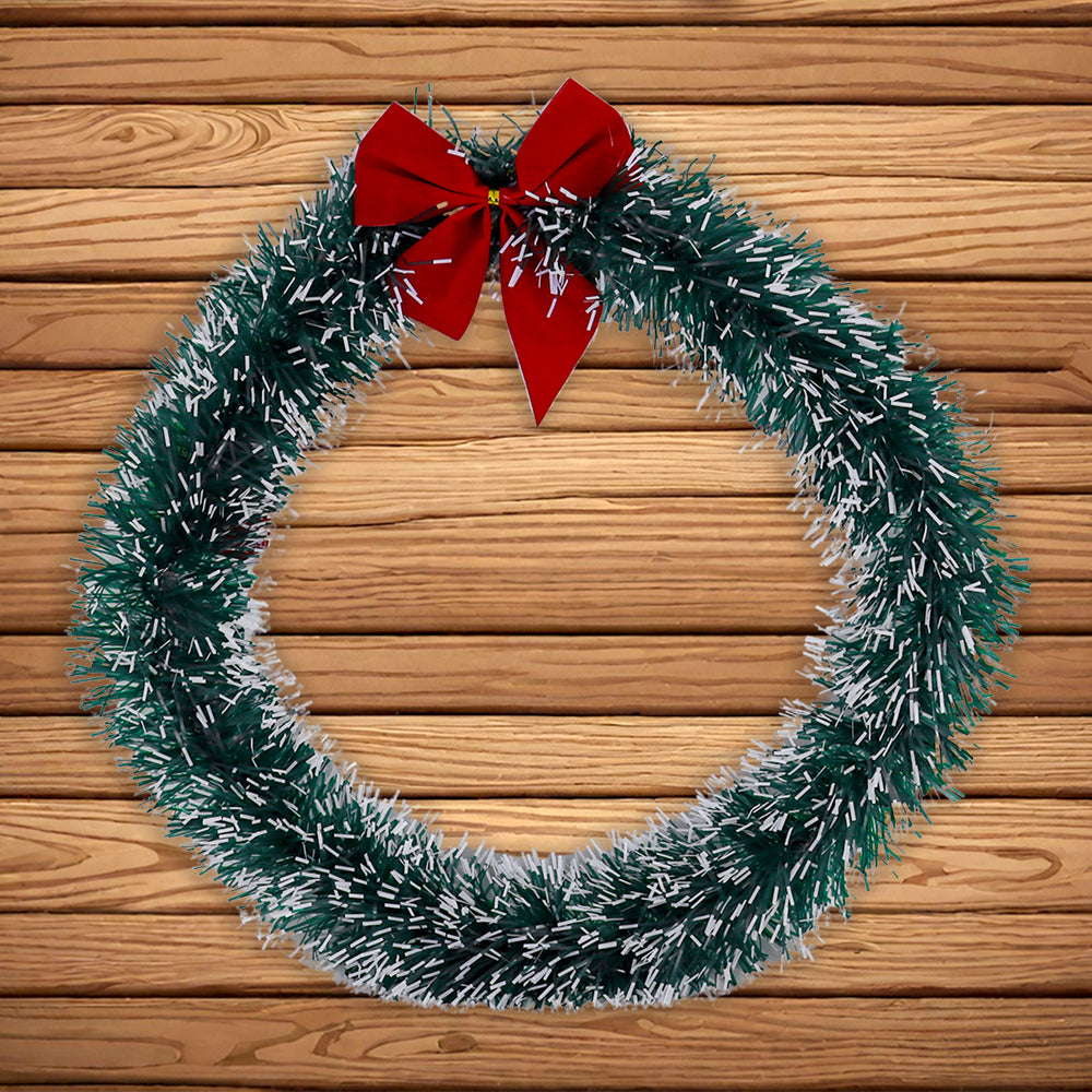 Corona Navideña Nevada con Moño