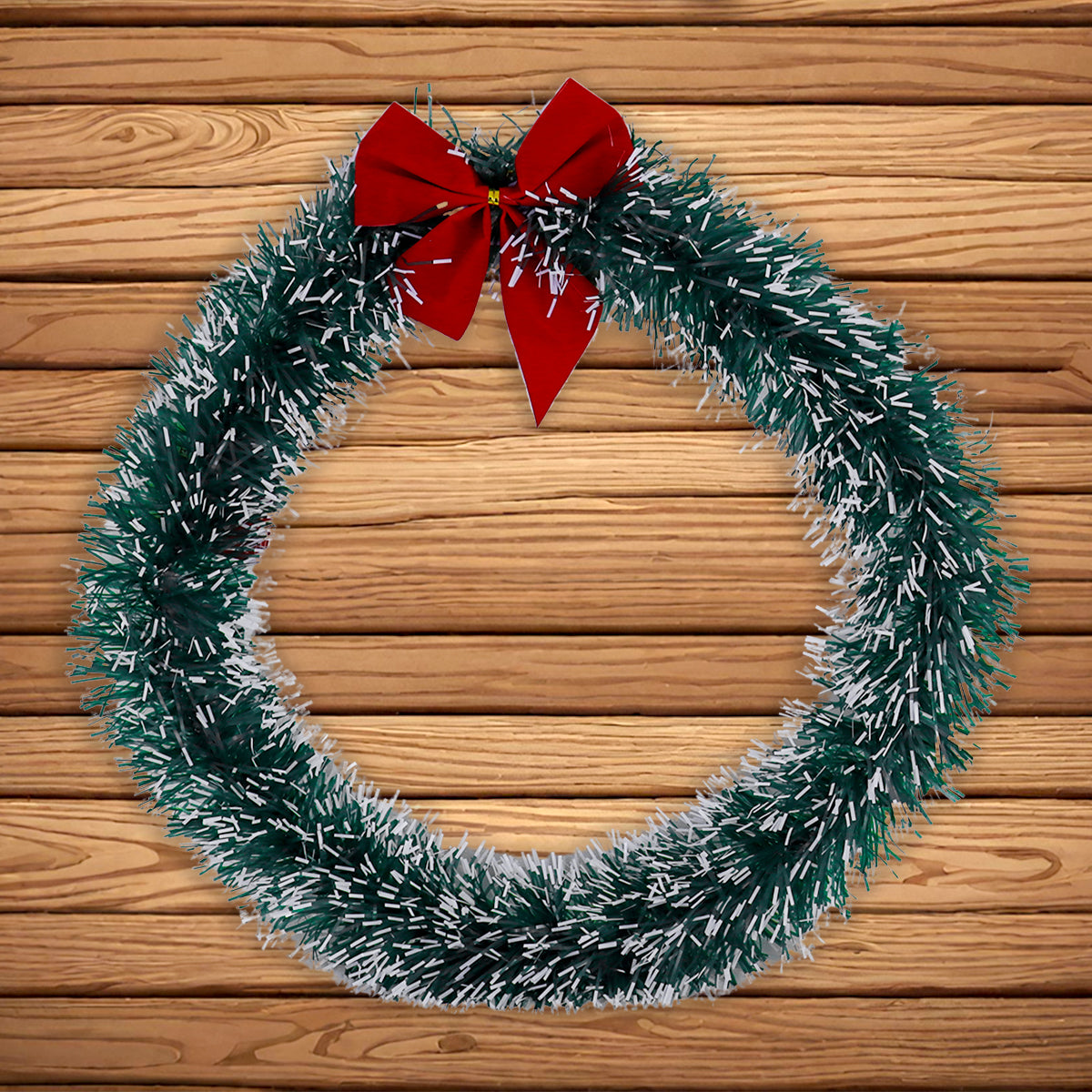 Corona Navideña Nevada con Moño