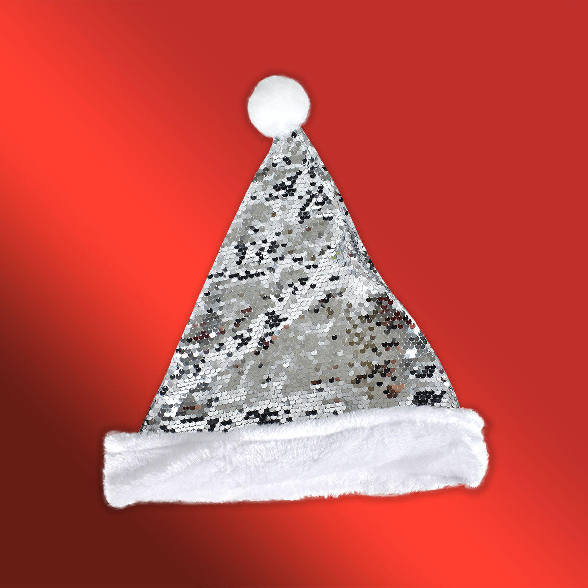Gorro Navideño de Santa Claus con Lentejuelas color Plata