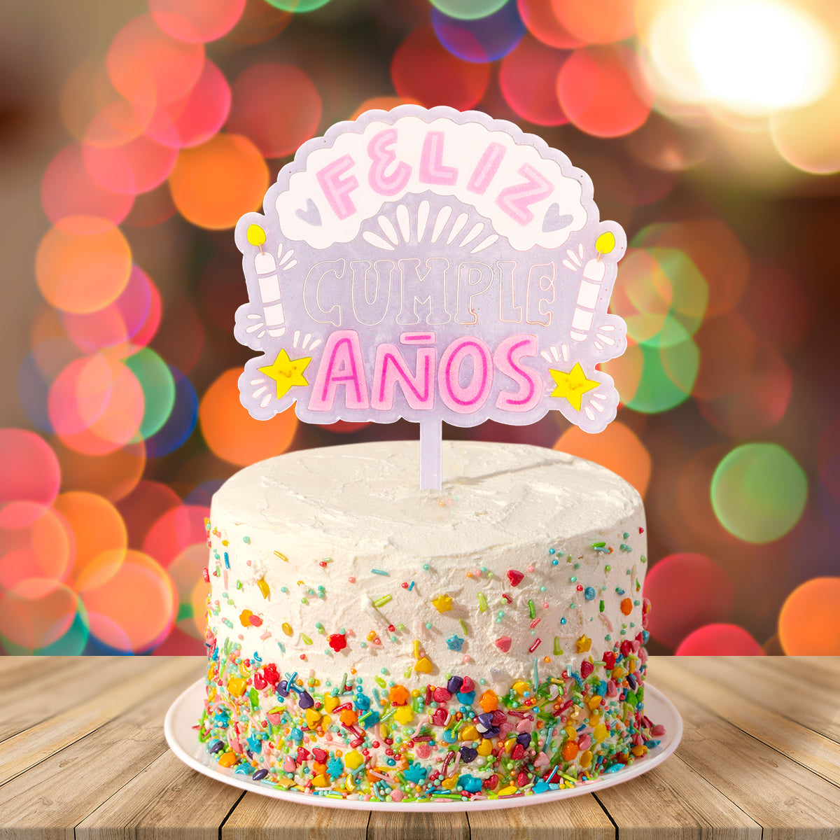 Banderín Decorativo color Rosa para Pastel