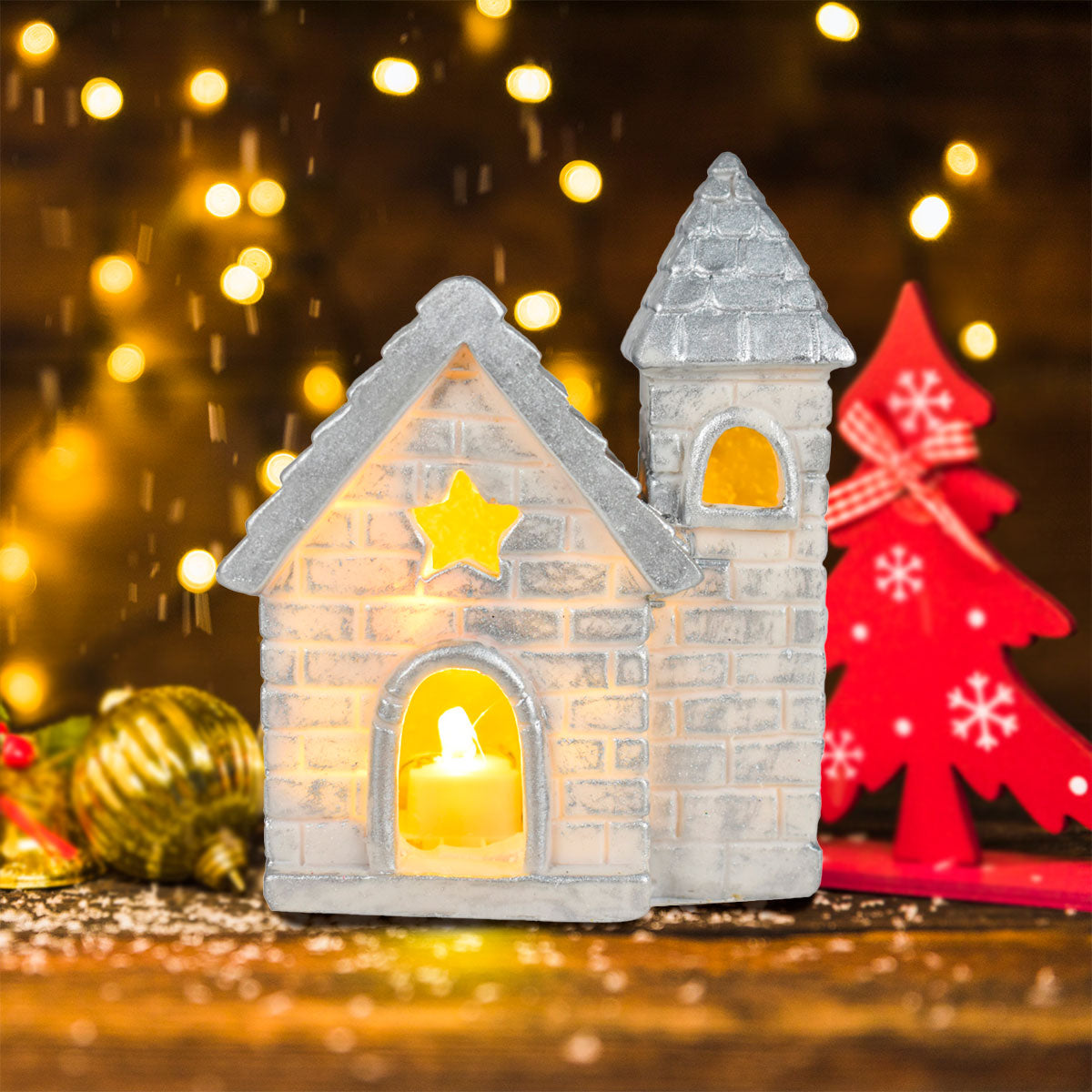 Villa Navideña Decorativa color Plata