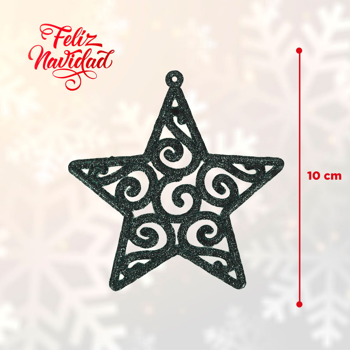 Estrellas con Diamantina color Negro, 4 pzas.