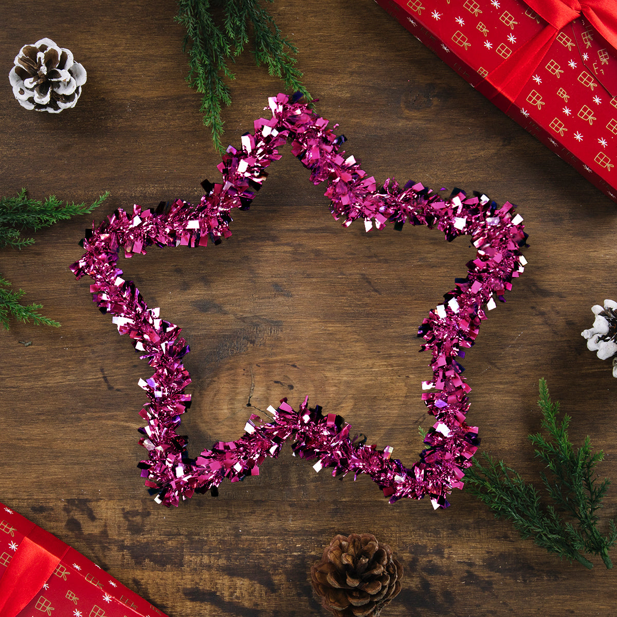 Estrella de Tinsel color Rosa