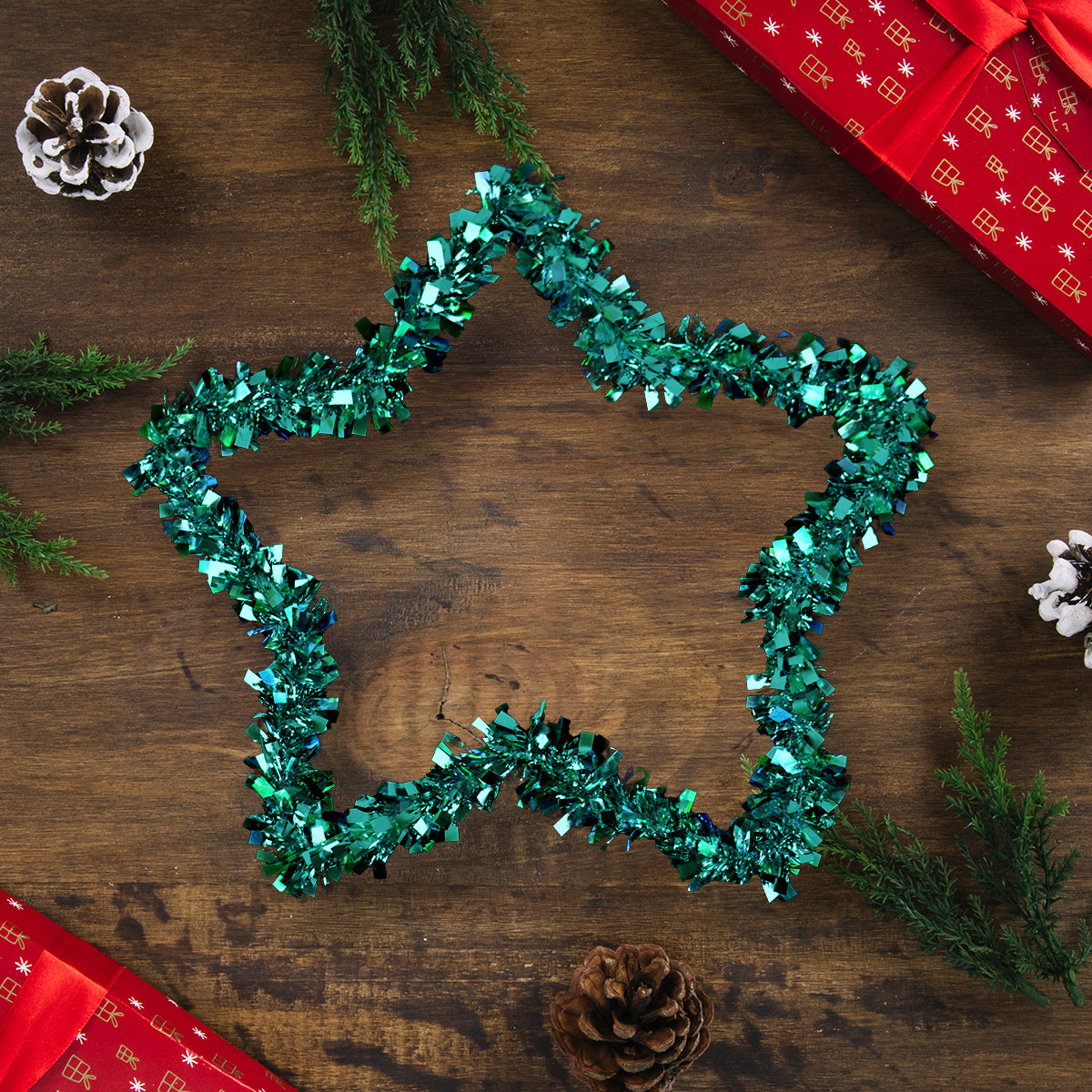 Estrella Navideña de Tinsel color Aqua