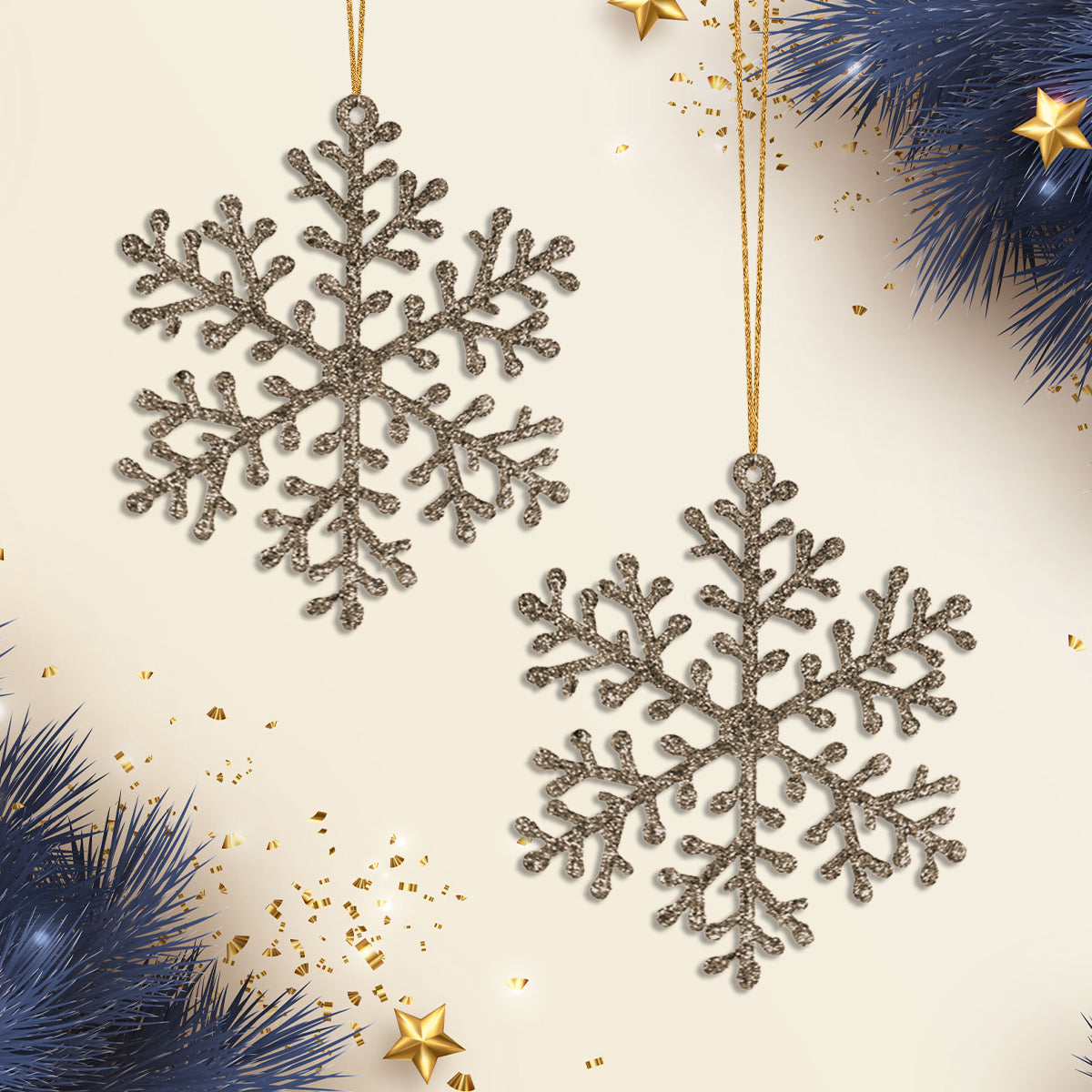 Decoración Colgante de Copo de Nieve color Rosa, 2pzas