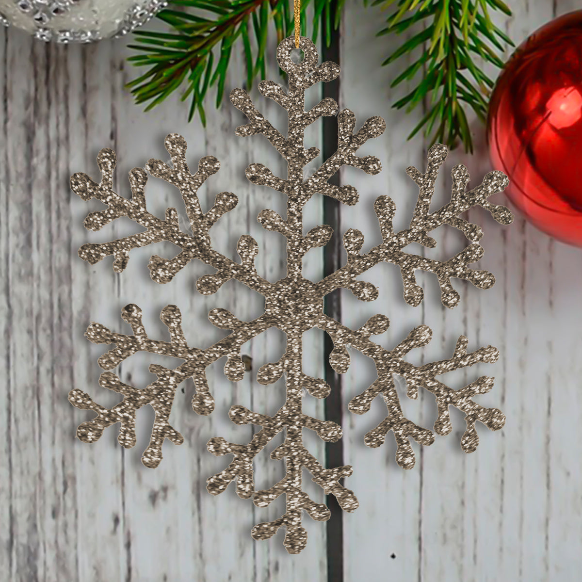 Decoración Colgante de Copo de Nieve color Rosa, 2pzas