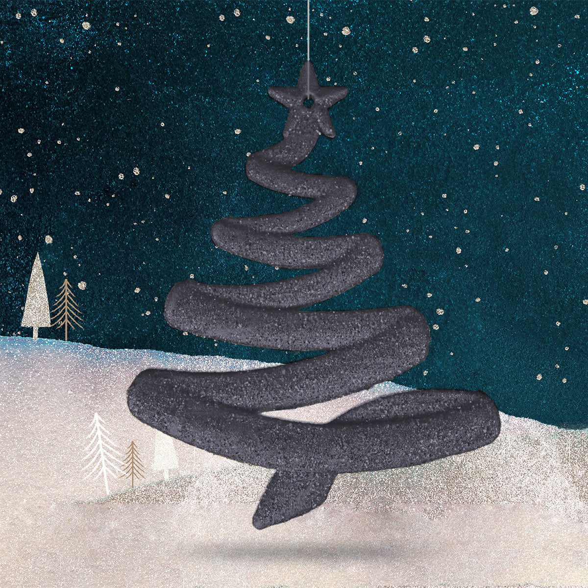 Adorno en Forma de Árbol de Navidad con Diamantina color Negro