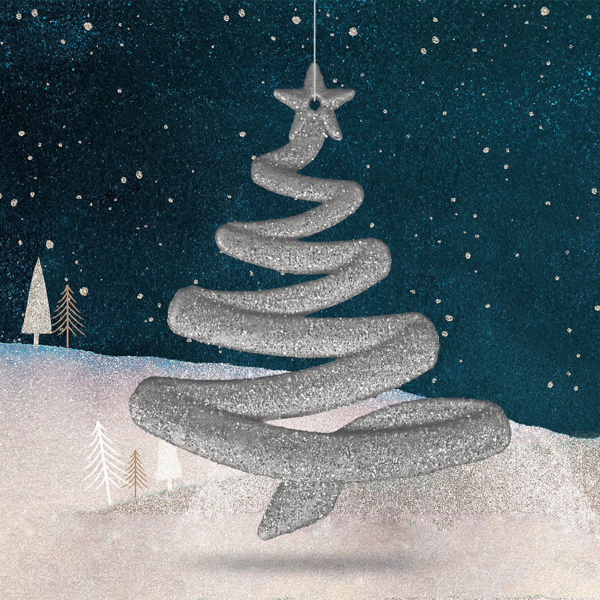 Adorno en Forma de Árbol de Navidad con Diamantina color Plata