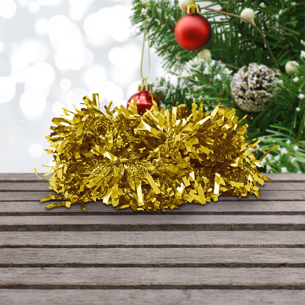 Guirnalda Navideña, Color Oro, Tinsel, 2.5 m