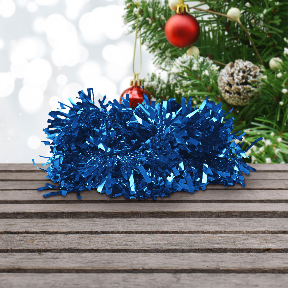 Guirnalda Navideña, Color Azul, Tinsel, 2.5 m