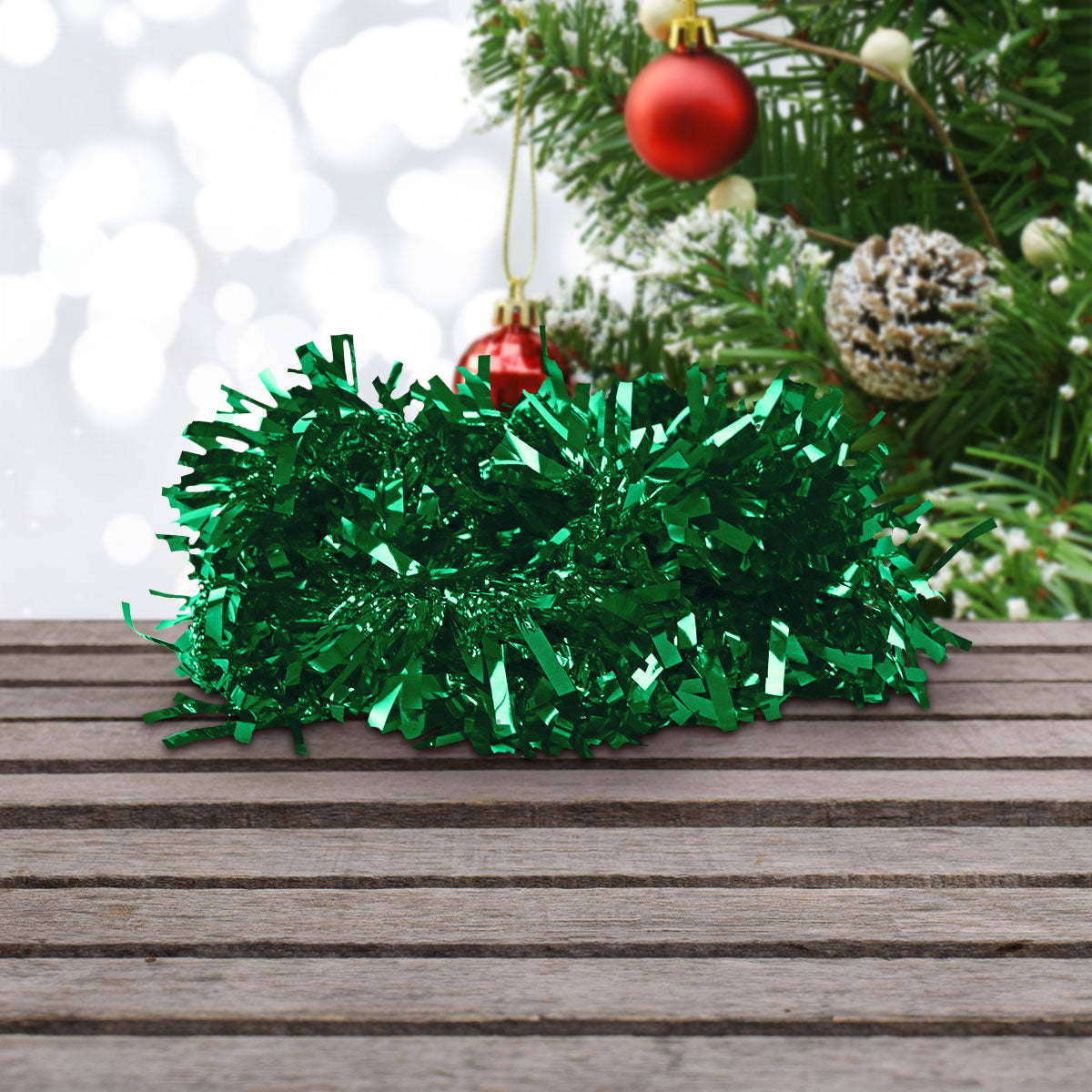 Guirnalda Navideña, Color Verde, Tinsel, 2.5 m