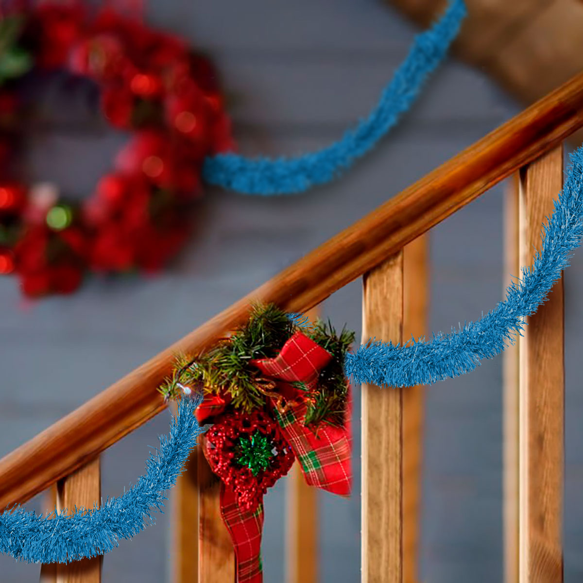 Guirnalda de Tinsel color Azul para Navidad, 2m.