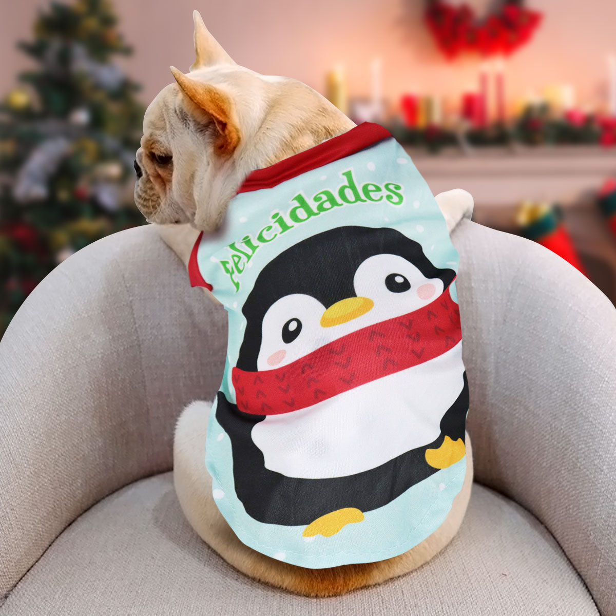 Playera Navideña con Diseño de Pingüino para Perro